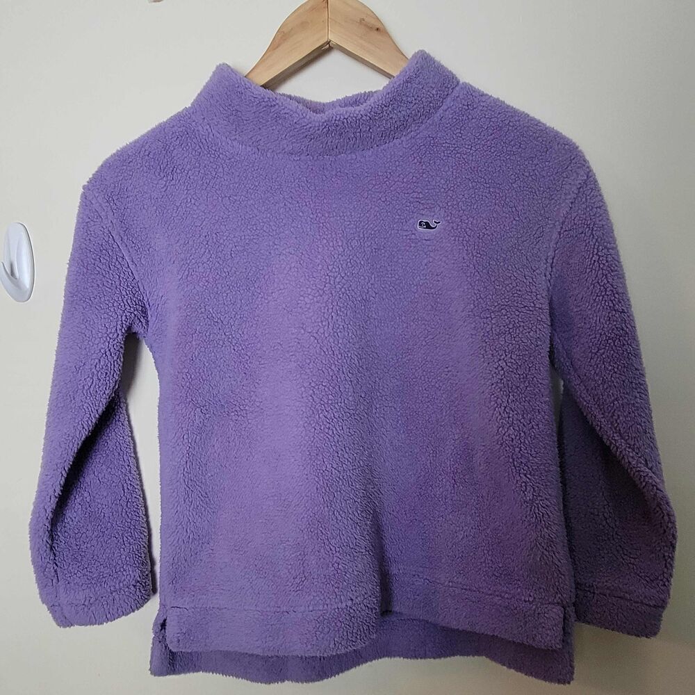 Vineyard Vines Girls Fuzzy Mock Neck Pullover Purple Medium 10-12